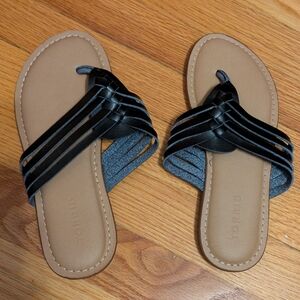Torrid Black Braided Flip Flop WW Wide Width Size 7